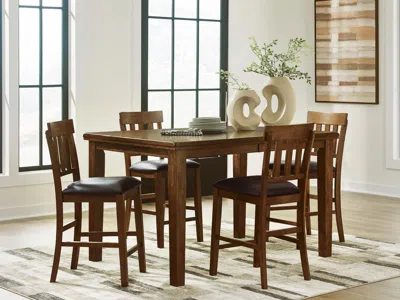Ashley Ralene Counter Height Dining Table And 4 Barstools In Medium Brown