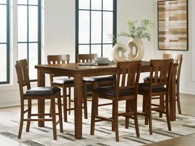 Ashley Ralene Counter Height Dining Table And 6 Barstools In Medium Brown