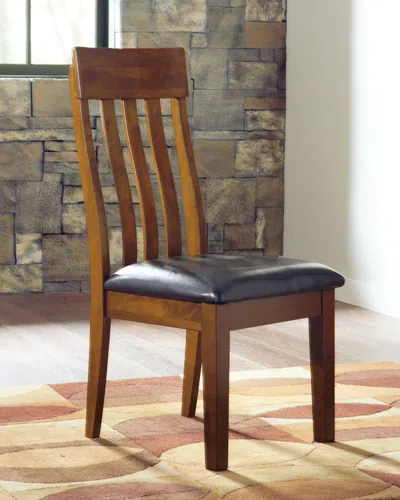 Ashley Ralene Rake Back Upholstered Dining Chair Leather In Medium Brown