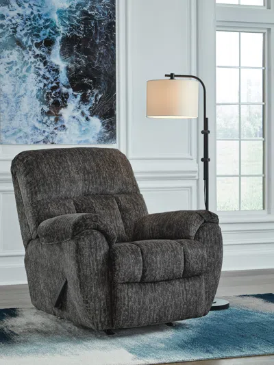 Ashley Rampant Manual Recliner In Gunmetal