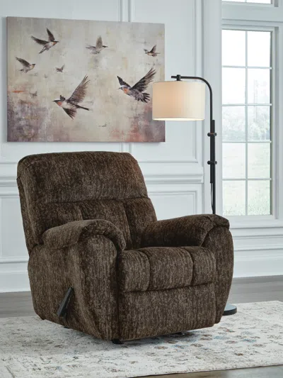 Ashley Rampant Manual Rocker Recliner In Chocolate