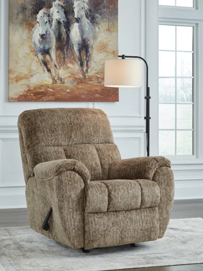 Ashley Rampant Manual Rocker Recliner In Taupe