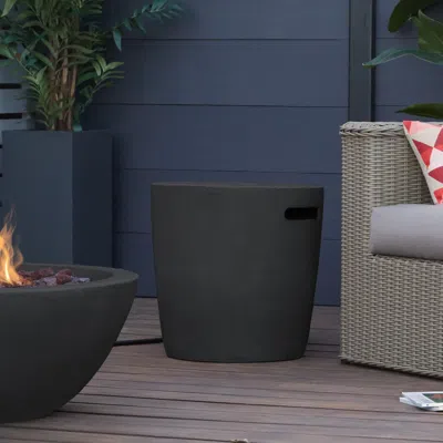 Ashley Real Flame Outdoor Round 20 Lb Propane Tank Cover In Black