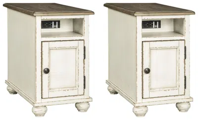 Ashley Realyn 2 End Tables With Usb Charging In White/brown