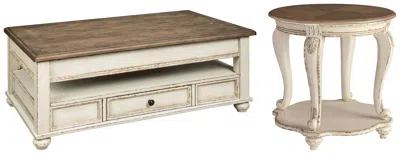 Ashley Realyn Coffee Table With 1 End Table In White/brown