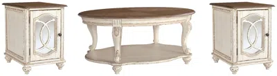 Ashley Realyn Coffee Table With 2 End Tables In White/brown