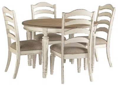 Ashley Realyn Dining Table And 4 Chairs In Chipped White