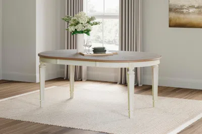 Ashley Realyn Oval 48"-72" Extendable Dining Table In Chipped White