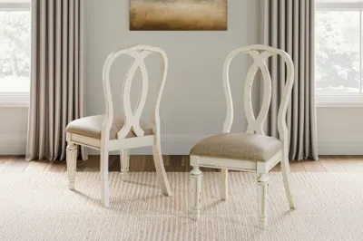 Ashley Realyn Ribbon Back Dining Chair In Chipped White