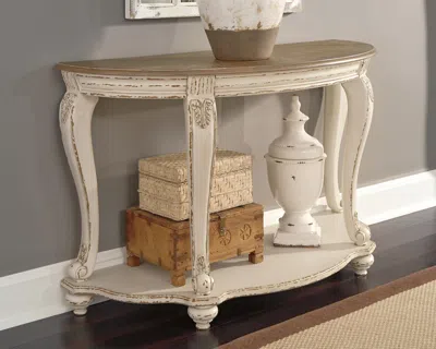 Ashley Realyn Sofa Table In White/brown