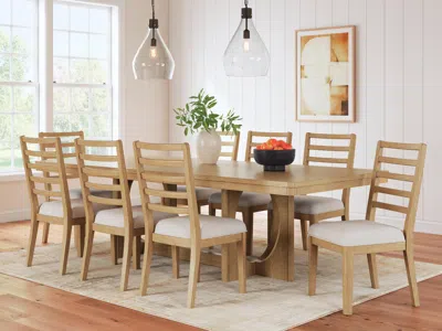 Ashley Rencott Dining Table And 8 Chairs In Light Brown