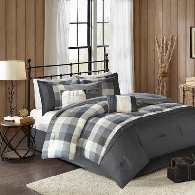 Ashley Ridge California King 7 Piece Herringbone Comforter Set In Gray