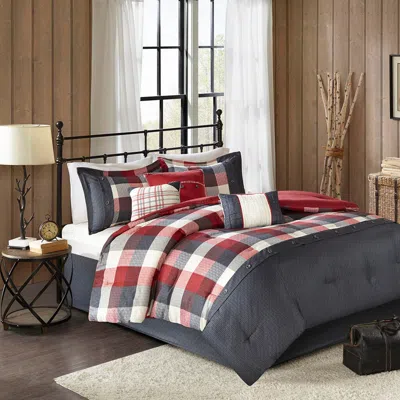 Ashley Ridge Queen 7 Piece Herringbone Comforter Set In Red