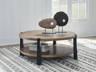 Ashley Ridgester Coffee Table In Light Brown/black
