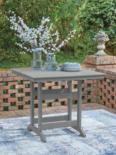 Ashley Ross Cove Outdoor Counter Height Dining Table In Dark Gray