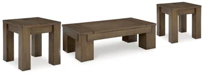 Ashley Rosswain Coffee Table With 2 End Tables In Warm Brown