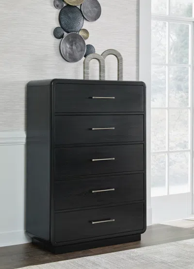 Ashley Rowanbeck 5 Drawer Chest Of Drawers In Black