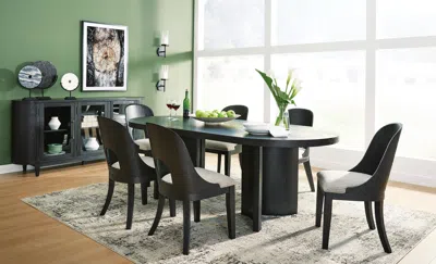Ashley Rowanbeck Dining Table And 6 Chairs In Black