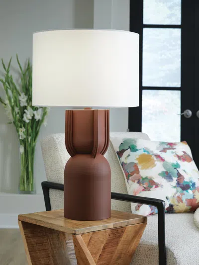 Ashley Rowandale Table Lamp In Brick Red