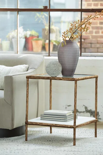 Ashley Ryandale Accent Table In Antique Brass Finish