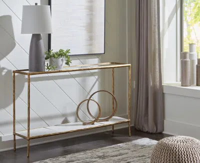 Ashley Ryandale Console Sofa Table In Antique Brass Finish