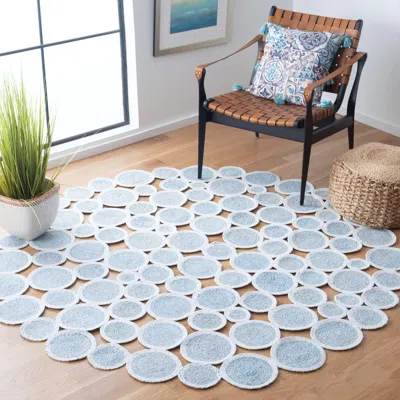 Ashley Safavieh Cape Cod Collection Agnela 3' X Round Rug In Blue/ivory