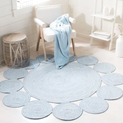 Ashley Safavieh Cape Cod Collection Flavie 7' X Round Rug In Blue/ivory