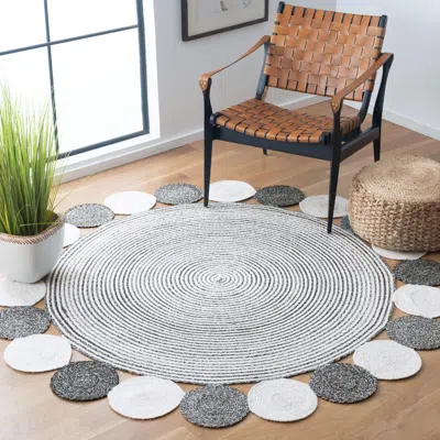 Ashley Safavieh Cape Cod Collection Hannelotte 7' X Round Rug In Charcoal/ivory