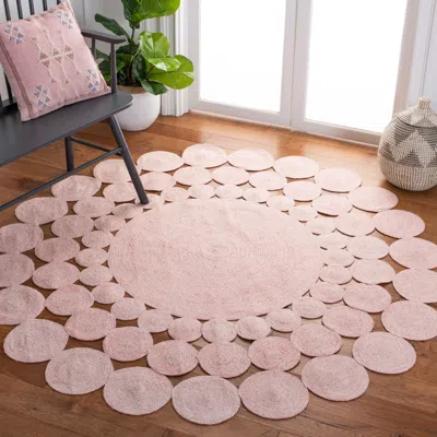 Ashley Safavieh Cape Cod Collection Hledis 5' X Round Rug In Pink