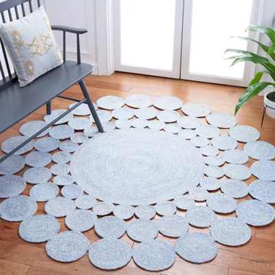 Ashley Safavieh Cape Cod Collection Hledis 7' X Round Rug In Blue