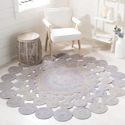 Ashley Safavieh Cape Cod Collection Hledis 7' X Round Rug In Blue/yellow