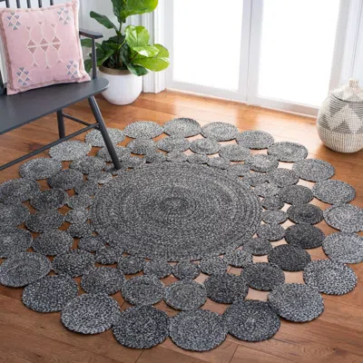 Ashley Safavieh Cape Cod Collection Hledis 7' X Round Rug In Charcoal