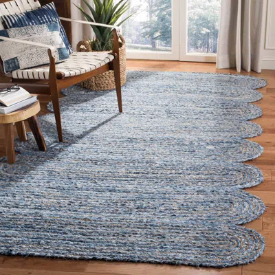 Ashley Safavieh Cape Cod Collection Lelar 6' X Square Rug In Blue/natural