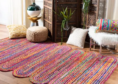 Ashley Safavieh Cape Cod Collection Lelar 6' X Square Rug In Red/multi