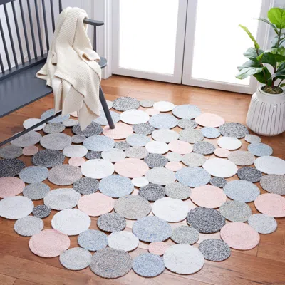 Ashley Safavieh Cape Cod Collection Sofica 4' X Round Rug In Blue/pink