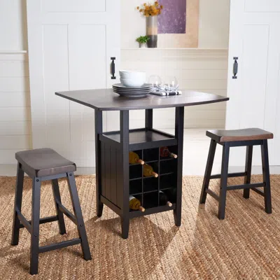 Ashley Safavieh Casey Pub Table And 2 Barstools In Dark Espresso/black