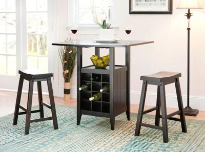 Ashley Safavieh Casey Pub Table And 2 Barstools In Espresso