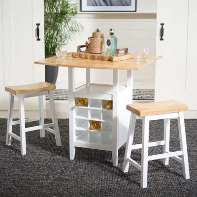 Ashley Safavieh Casey Pub Table And 2 Barstools In Natural/white