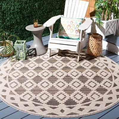 Ashley Safavieh Global Anushree 6' 7" X Round Area Rug In Beige/dark Beige