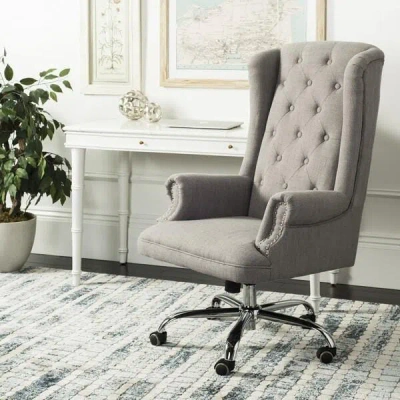 Ashley Safavieh Ian Tufted Swivel Office Chair In Gray/chrome