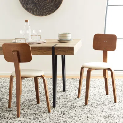 Ashley Safavieh Jo Dining Chair (set Of 2) In Walnut/cream