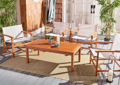 Ashley Safavieh Mardin Outdoor Dining Table And 4 Chairs In Natural/beige