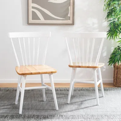 Ashley Safavieh Winona Spindle Back Dining Chair (set Of 2) In White/natural