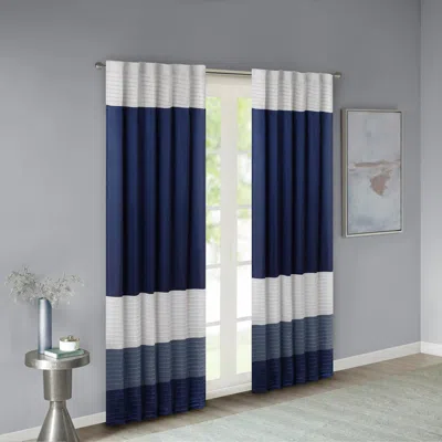 Ashley Salem Polyoni Pintuck Curtain Panel In Navy