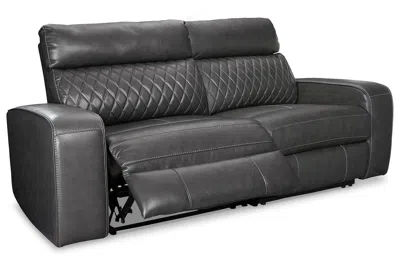 Ashley Samperstone 2-piece Power Reclining Modular Loveseat In Gray