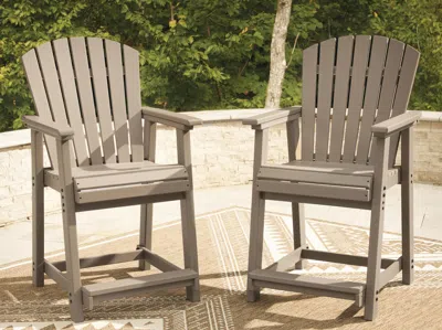 Ashley Sandy Dune Outdoor Counter Height Bar Stool (set Of 2) In Medium Brown