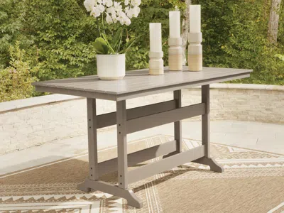 Ashley Sandy Dune Outdoor Counter Height Dining Table In Medium Brown