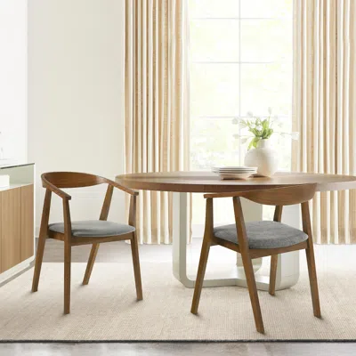 Ashley Santana Dining Chair (set Of 2) In Charcoal/walnut