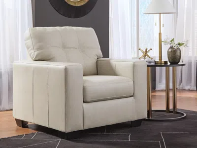 Ashley Santorine Leather Chair Leather In Bone