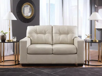 Ashley Santorine Leather Loveseat Leather In Bone
